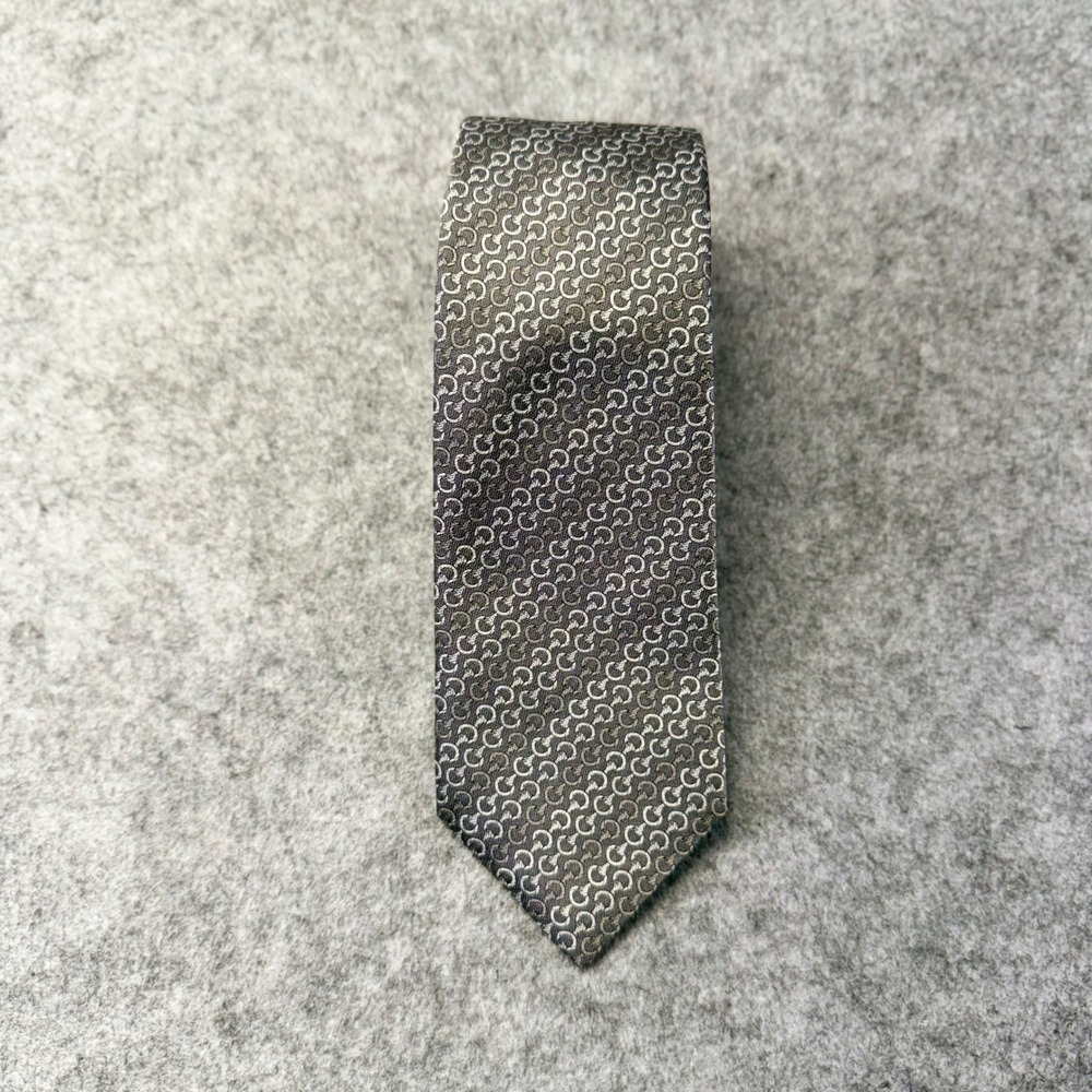 Gucci Necktie Men 7cm Grey Excellent‎ Interlocking G Horseshoe Silk Bee 835753